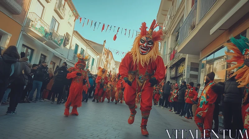 AI ART Carnival Parade with Masked Performers