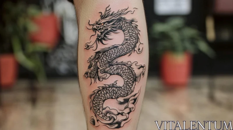 Mythical Dragon Tattoo Art AI Image