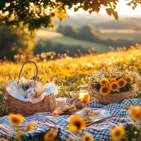 Summer Picnic with Sunflowers and Treats