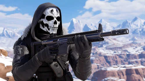 Masked Warrior Aiming Rifle