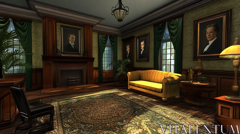 AI ART Classic Interior with Art and Furniture