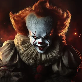 Evil Clown with Fiery Red Hair