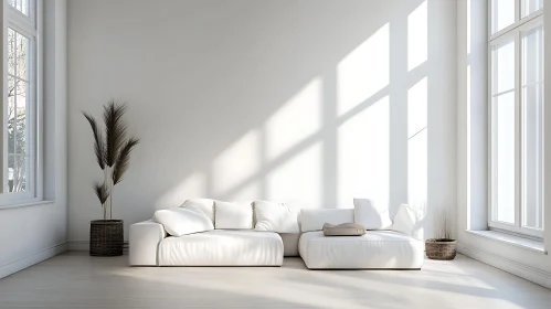 Bright White Room with Modern Couch