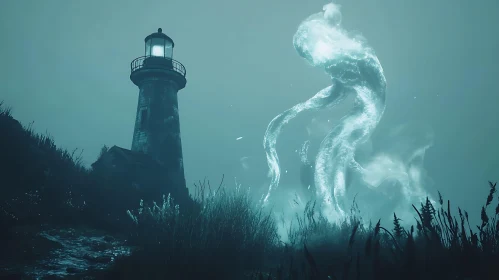 Coastal Apparition Near Old Lighthouse