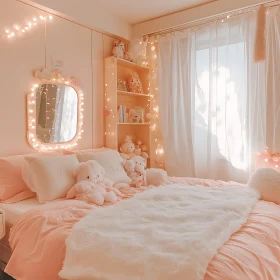 Dreamy Pastel Bedroom with Soft Lighting