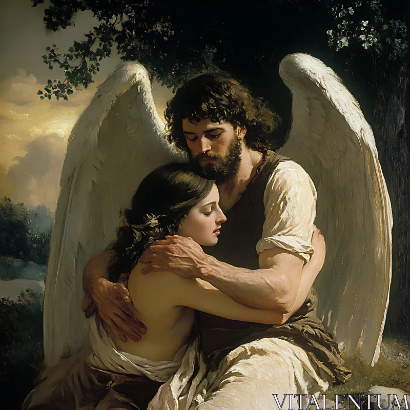 AI ART Angel's Embrace: A Moment of Peace