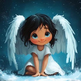 Serene Angelic Figure with Wings