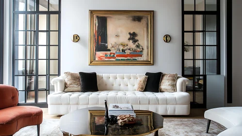 Stylish Living Room with Abstract Art