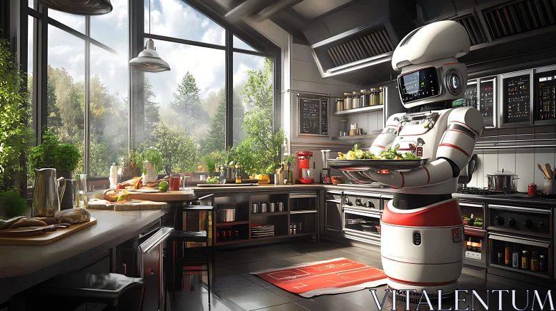 AI ART Futuristic Kitchen with Robot Chef