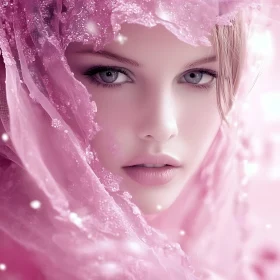 Pink Veil Woman Portrait