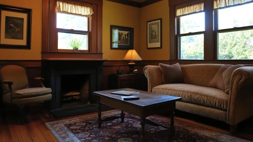 Classic Home Interior with Fireplace