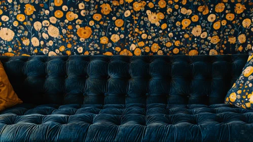 Vintage Floral Interior with Velvet Couch