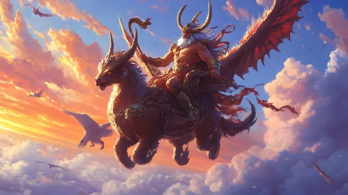 Fantasy Dragon Rider in the Sky