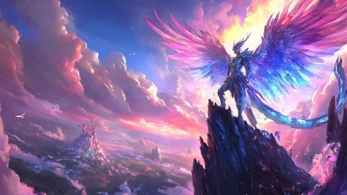 Winged Figure on Mountain Peak