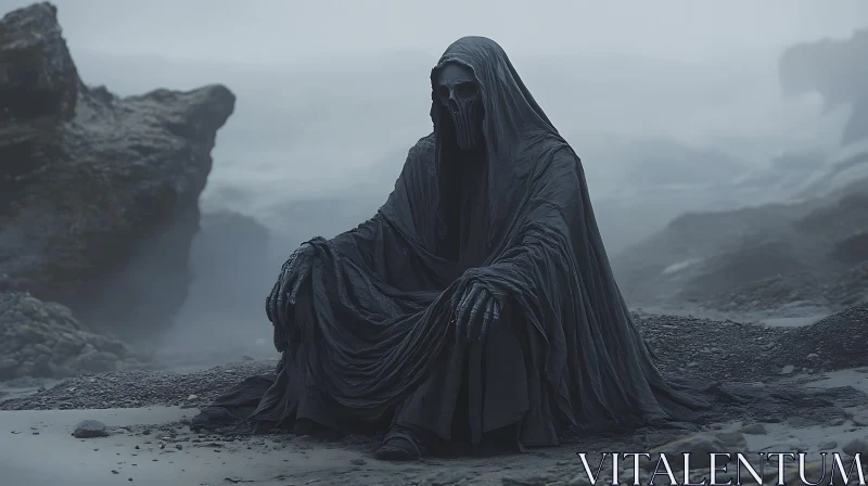 Dark Figure in a Cloak AI Image