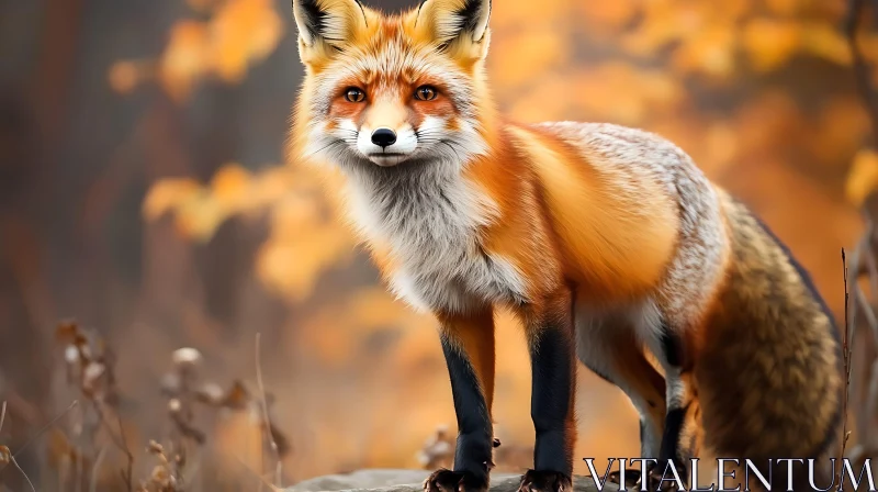 Fox Portrait in Fall AI Image