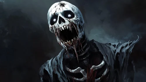 Horrific Zombie Illustration - Skeleton Monster