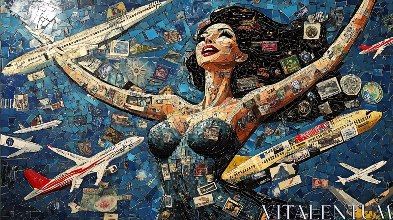 AI ART Air Travel Collage Mosaic Art