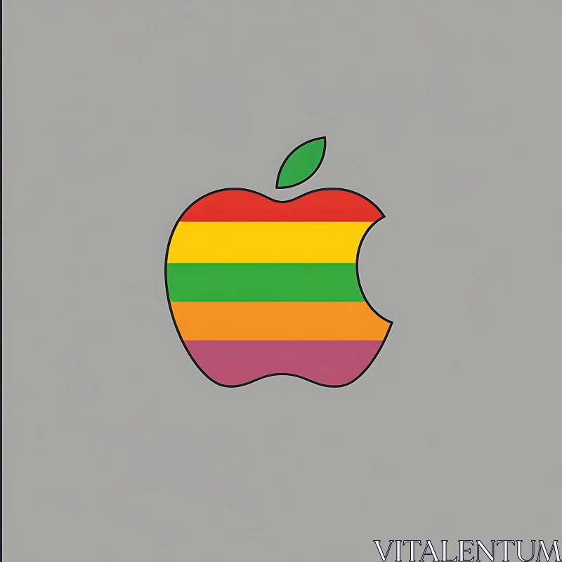 Colorful Striped Apple Logo Illustration AI Image