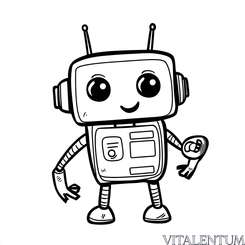 AI ART Friendly Robot Line Art Design