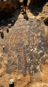 Ancient Drawing of a Compass on a Flat Rock - Exploring Cultural Heritage and Craftsmanship