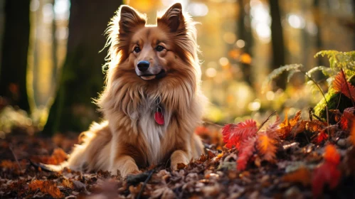 Autumn Forest Dog: A Blend of Light Gold and Light Crimson