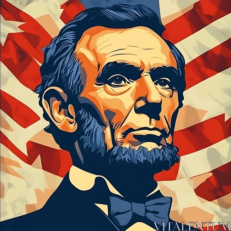 Stylized Man Portrait with Flag Backdrop AI Image