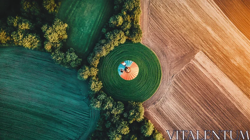 Balloon Over Green Field AI Image