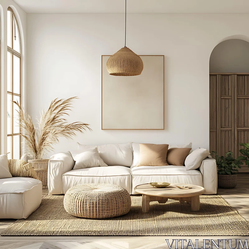 Minimalist Home Decor with Woven Textures AI Image