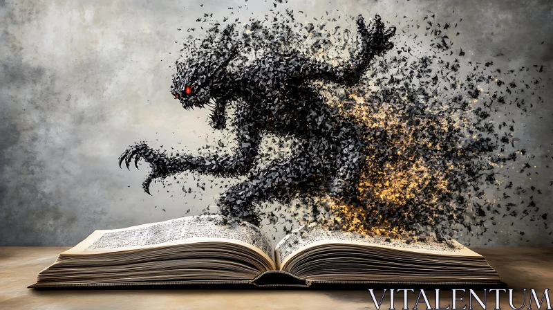 AI ART Creature Escapes from Book Pages