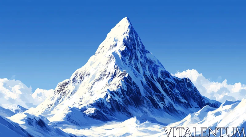 Serene Snowy Mountain Landscape AI Image