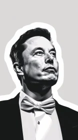 Elegant Monochrome Portrait of Elon Musk