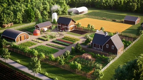 Aerial Farm Vista: A Symphony of Crops