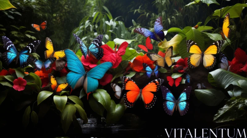 Exotic Display of Colorful Butterflies - Diorama Style Art AI Image