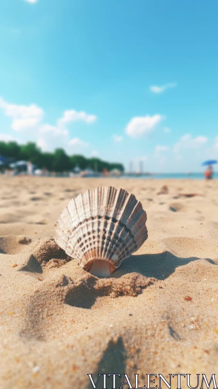 Impressionistic Beach Scene with Seashell - Artistic Rendering AI Image
