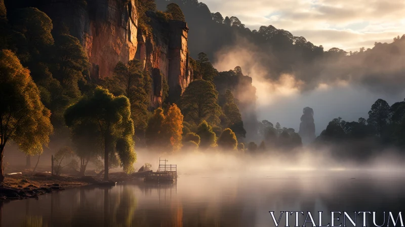 Mist and Tranquility: A Captivating Depiction of Australian Landscapes AI Image