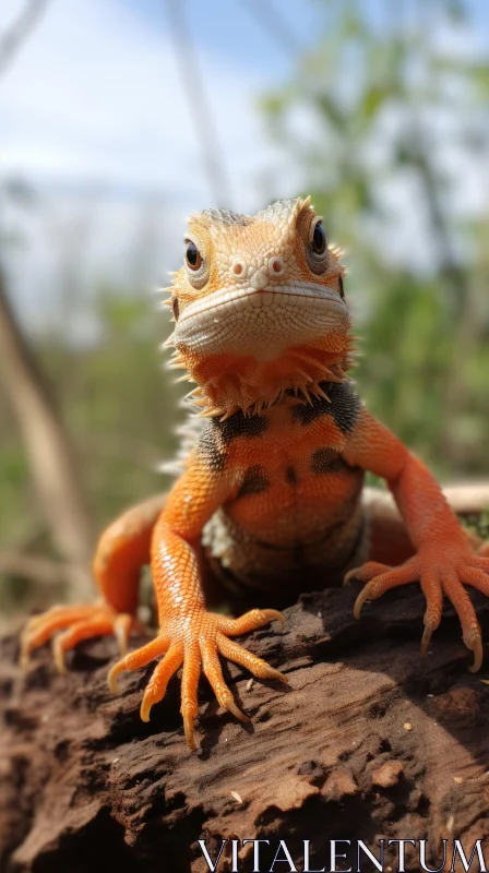 Orange and Black Lizard on a Log - Innovating Techniques AI Image