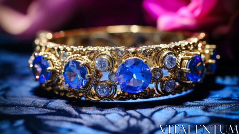 Vintage Sapphire and Diamond Bracelet - Exquisite Baroque Composition AI Image