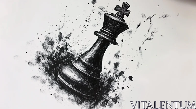 AI ART Monochrome Chess King Piece Illustration