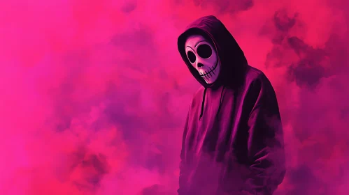 Masked Character in Pink Haze