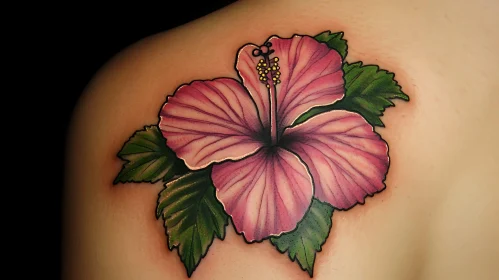 Colorful Hibiscus Tattoo