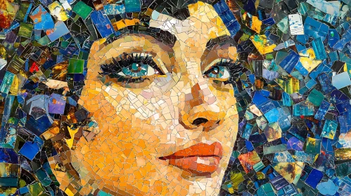 Colorful Mosaic Portrait of a Woman