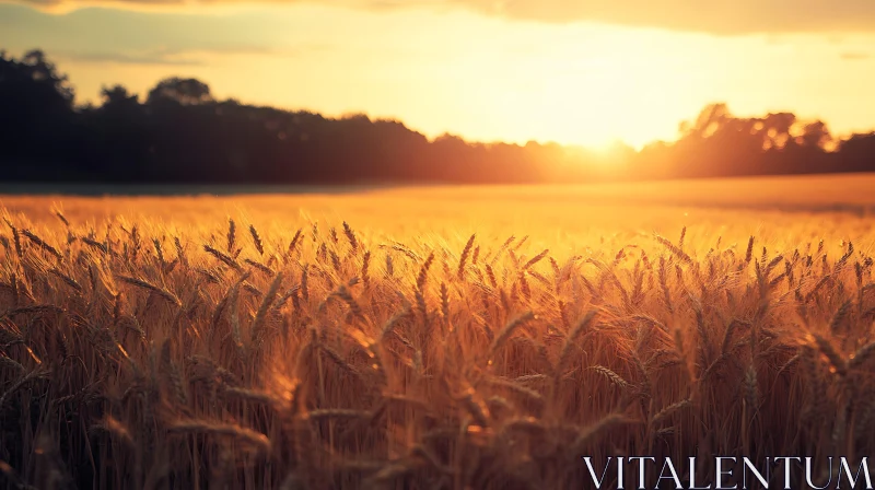 Wheat Field at Sunset AI Image