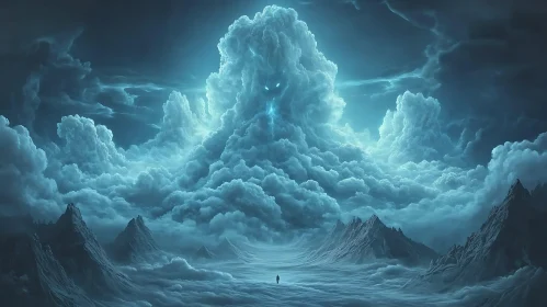 Surreal Mountainscape with Cloud Face