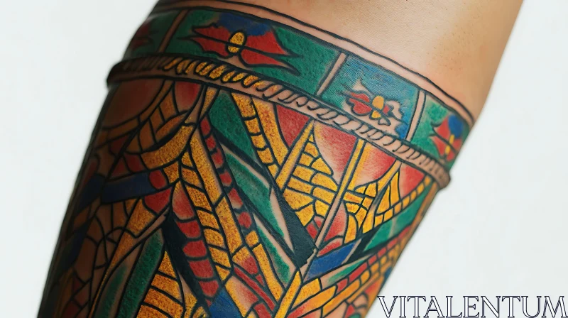 Intricate Stained Glass Tattoo AI Image