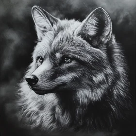 Monochrome Wolf Art: A Detailed Portrait