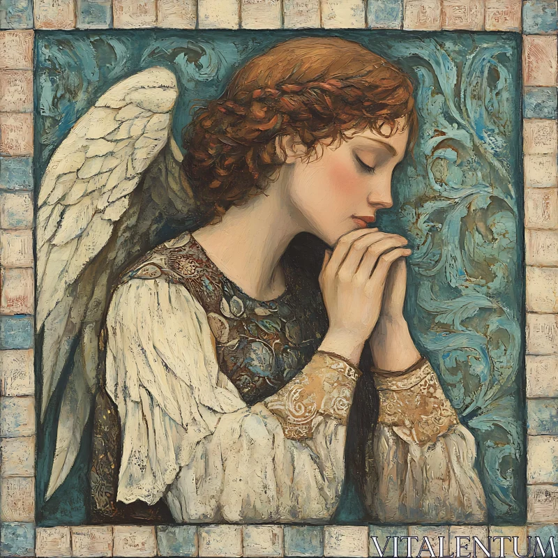 Serene Angel with Wings Artwork AI Image