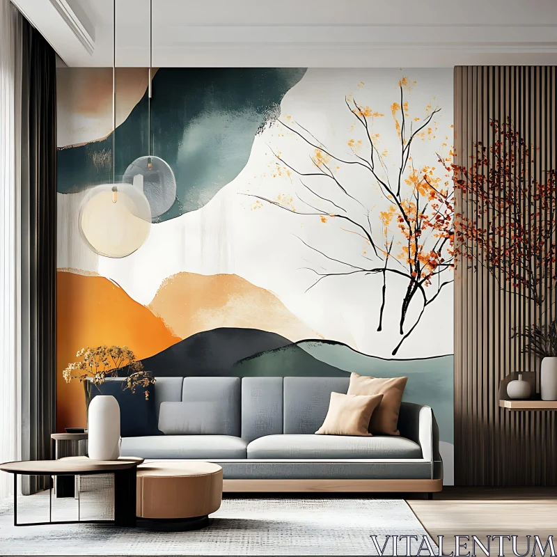 Modern Abstract Interior with Sofa AI Image