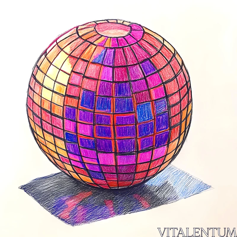 AI ART Abstract Sphere with Colorful Squares