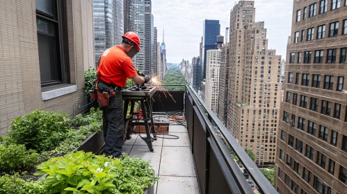 Rooftop Metalwork in the City